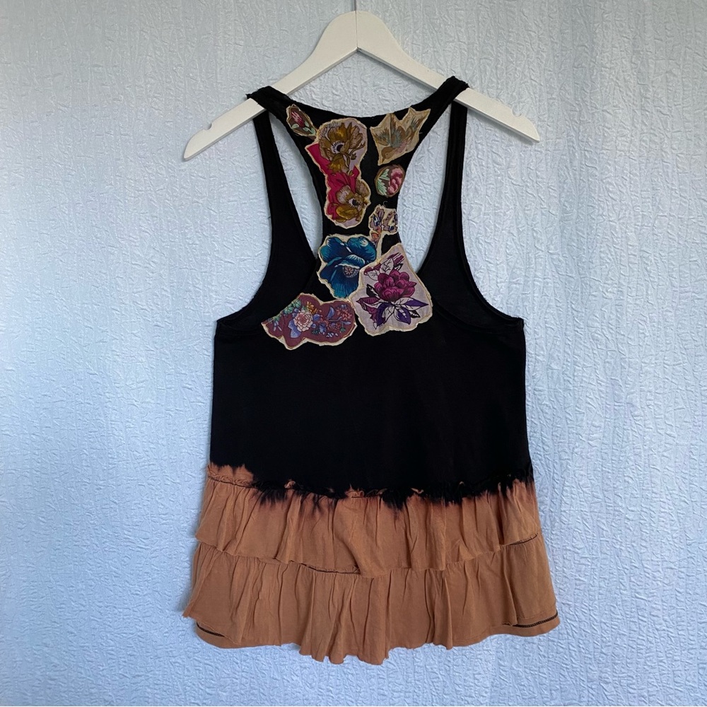 Free People Racerback Ruffle Bleached Tank Top